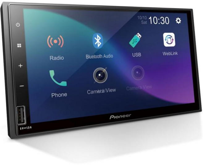 파이오니어 DMH-S110EX 7인치 더블딘 디지털 멀티미디어 수신기 - 블루투스 스마트폰 통합 터치스크린 후면 카메라 입력 기능 내장