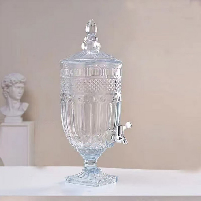 유리병 디스펜서 대형 버킷 물통 포트 카페 과일차 냉수 병 음료통 가정용 내열유리 냉장고 물병, 1개, 투명색 D, 3L