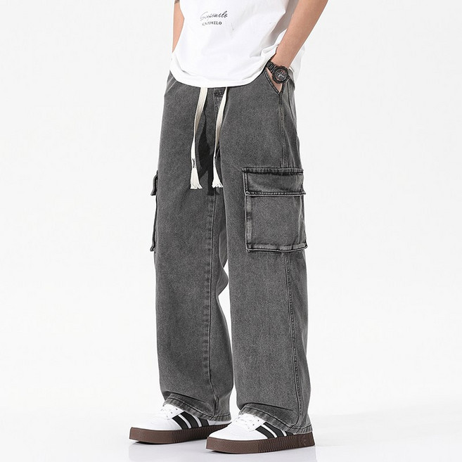남성용 와이드 밴딩 데님팬츠 일자 청바지 베이잉