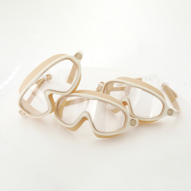 momone 유아 고글 수경 아동 키즈 물안경, 베이지 투톤, 1개
