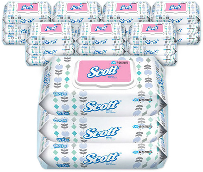 유한킴벌리 스카트 물티슈 캡형, 70매, 24개