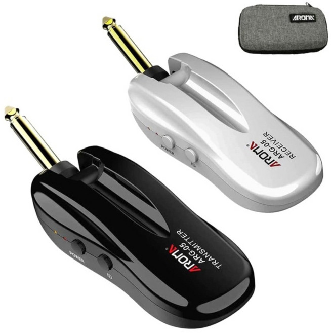 아로마 무선기타잭 전자악기 와이어리스 시스템 AROMA ARG-05, 블랙 & 화이트, 1개