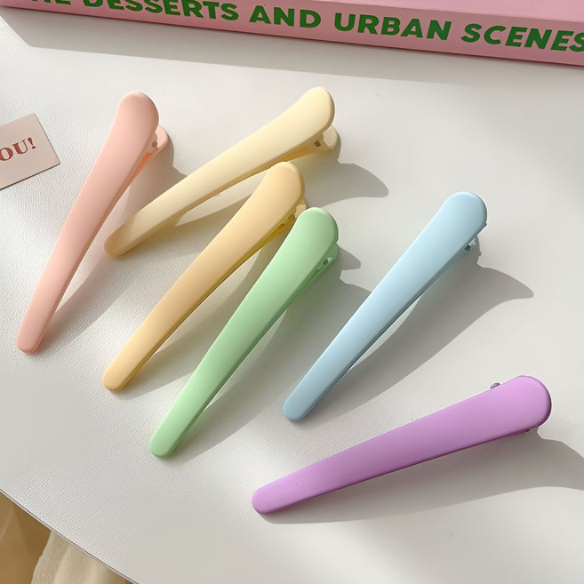 누아벨 무광 헤어 클립 집게핀, 6개, 파스텔