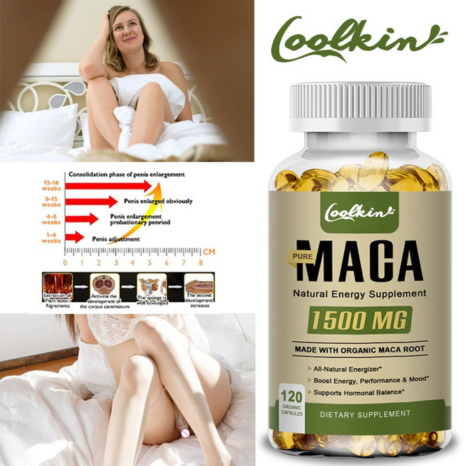 유기농 마카 뿌리 가루 캡슐 1500mg 검정 + 빨강 + 노랑 페루 마카 뿌리 추출물 보충제 남성 및 여성용 - 비건 필, 1개, 60정