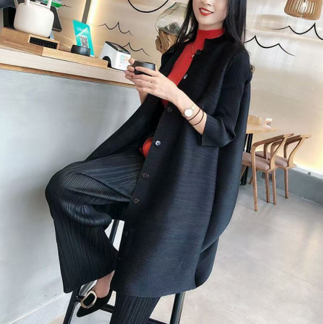 JoYouth 주름 아우터 2022 가을 여성 긴팔 미디 여성빅사이즈 가디건 상의 FC2254