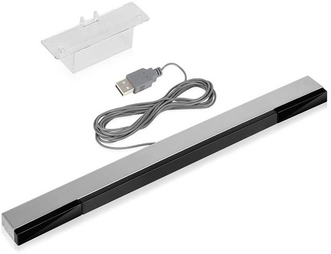 Wii Wii U 有線 光學 感應器, 1個, USB插頭 有線感應條 灰色