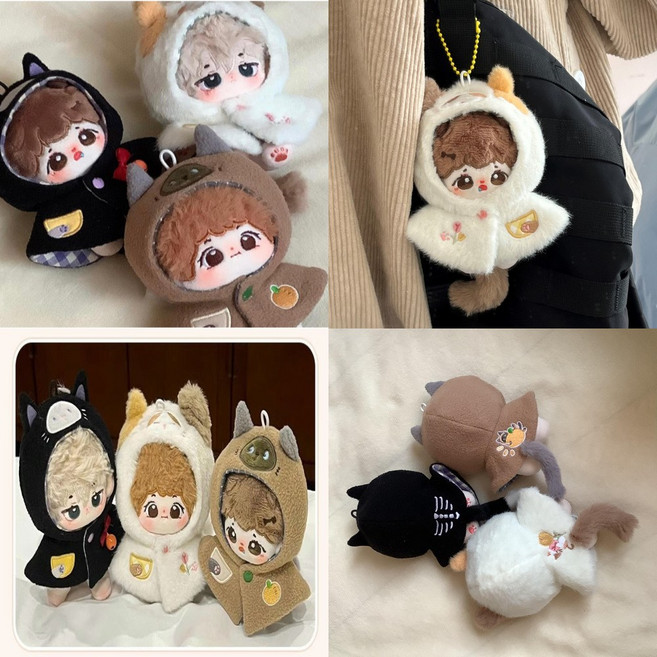 티니숲속 10cm인형옷 아이돌인형 캣 케이프 후드 코트 고양이 망토 솜인형 무속성, 캣케이프 화이트, 1개