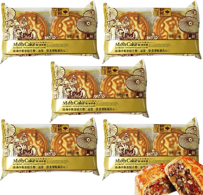 홍홍 중국식품 중국 월병 고소한 연변 오인월병 견과류 중국월병 전통 중국과자, 400g, 5개