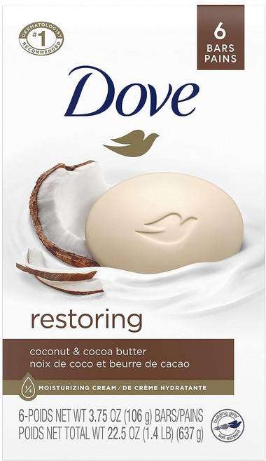 도브 퓨어리 팸퍼링 뷰티 바 코코넛 밀크 자스민 페탈, 637g, 6개