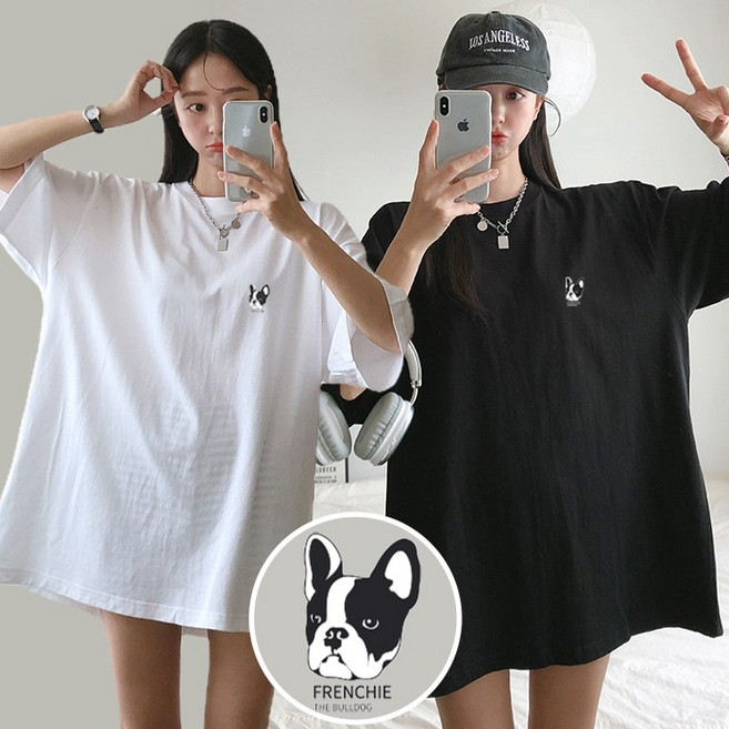 미라클코지 포켓불독 반팔티 오버핏 티셔츠 박스티 여자 빅사이즈여성의류