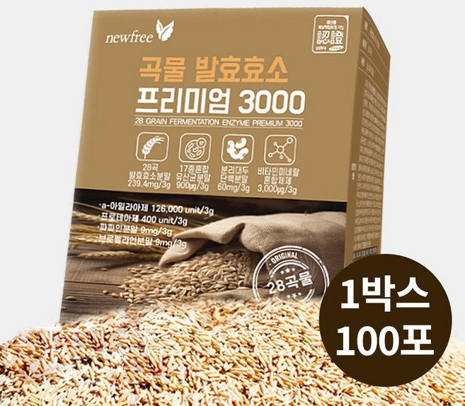 뉴프리 곡물 발효 효소 프리미엄 3000 유산균 대용량, 1박스, 100회분