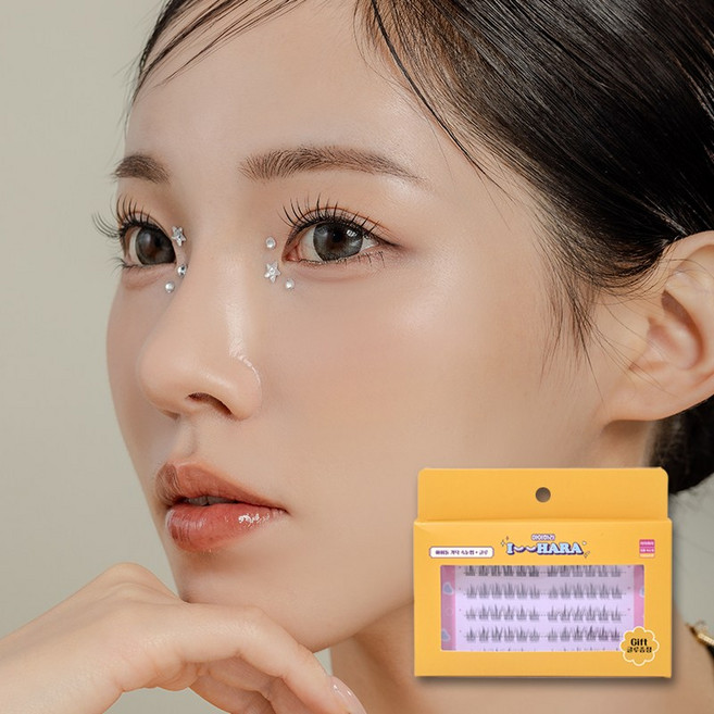 아이하라 가로5줄 가닥속눈썹 글루세트 부분속눈썹 언더 속눈썹, 2개, 언더데자뷰 속눈썹