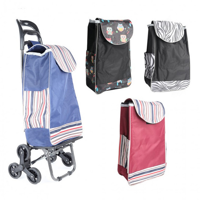 1+1 계단 3바퀴 접이식 시장 쇼핑 장바구니 카트 바퀴 이동식, 블랙(크리스탈휠), 1개