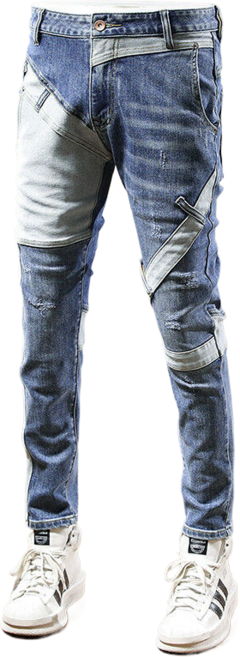 남자 프린트 청바지 슬림 스판 캐주얼 데님 팬츠 Men's jeans