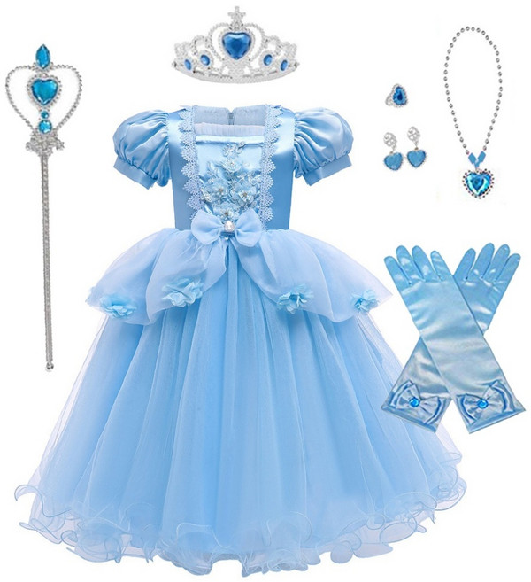 리틀오즈 프리미엄 신데렐라 롱드레스 할로윈 코스튬 드레스 여아 선물 생일드레스 (악세사리별도)