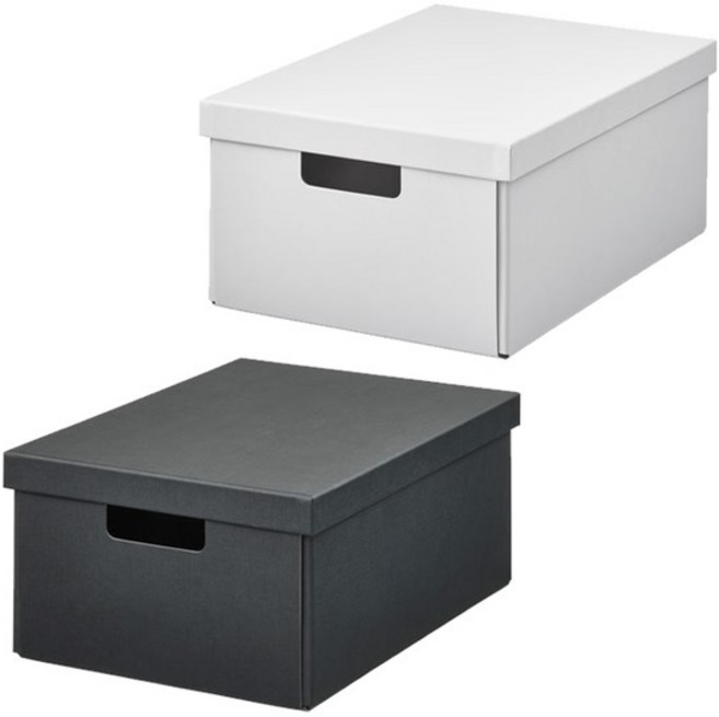 이케아 FDERHARV 피에데르하르브 수납상자플러스뚜껑 중형 25x35x16cm 정리함 수납박스 서류보관함, 앤트러싸이트_905.969.20