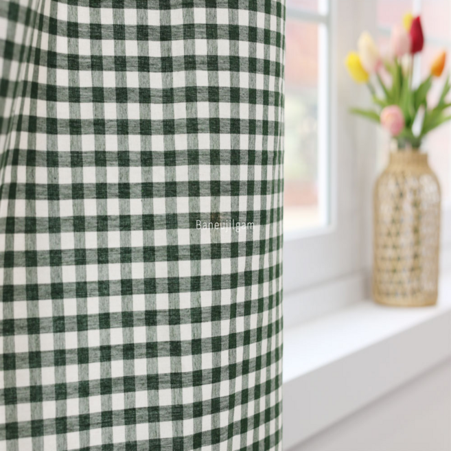 체크원단 30수 순면 선염 대폭 깅엄체크 멜란지 커튼 홈패션 소품인테리어 12컬러 바느질감, 10 카키, 1개