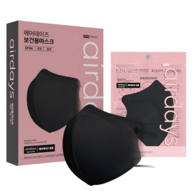 에어데이즈 KF94 마스크, 10개입, 1개, 블랙