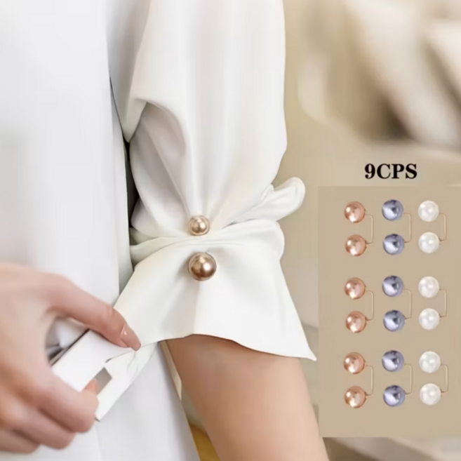 허리 라인 조절 의류 고정 핀 안보임 옷핀 단추 9P 세트, 9개, 베이지+그레이+샴페인