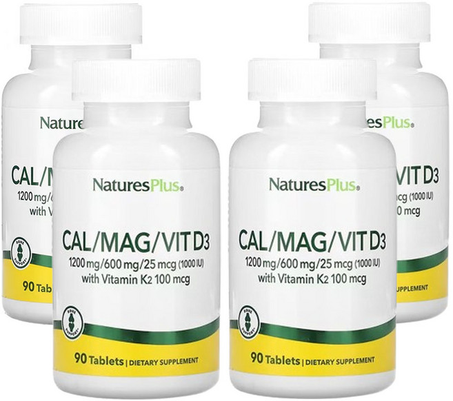 네이쳐스플러스 비타민 K2가 포함된 Cal/Mag/Vit D3, 90정, 4개