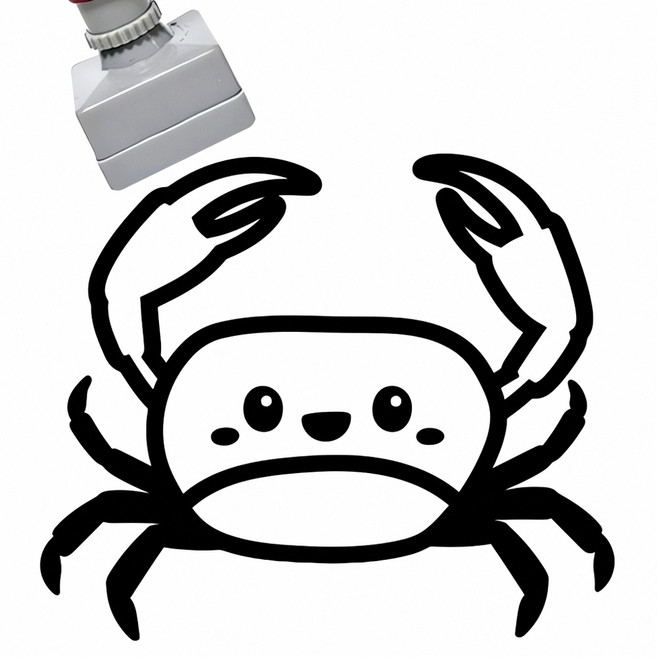 바다생물 스탬프 꽃게 2개 해양 동물 도장 갑각류 도감 인쇄물 생물 편지지 장식 스탬퍼, 본상품