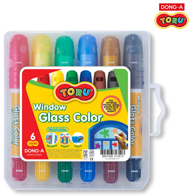 동아 토루 글라스칼라 크레용 6색세트, 단품