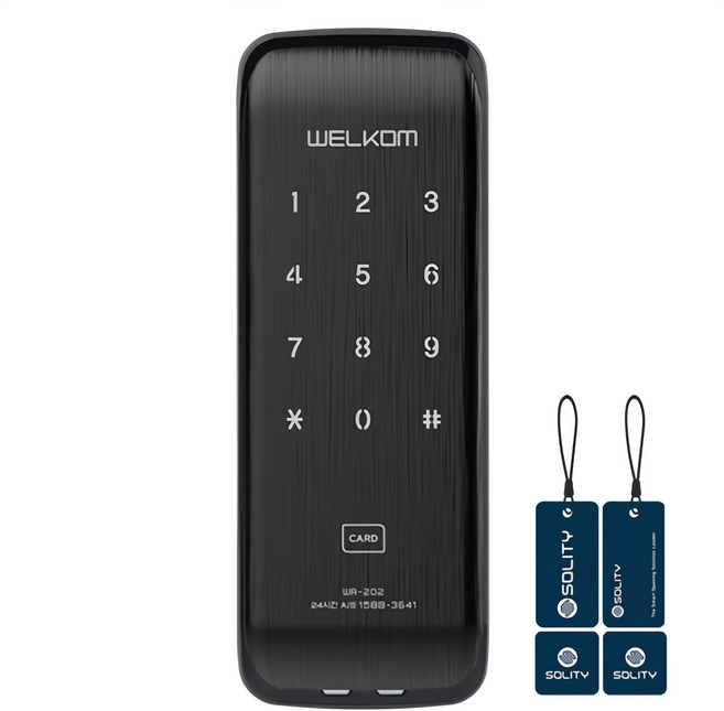 솔리티 손잡이 없음 웰콤 스마트 보조키 도어락, WR-202, 방문설치