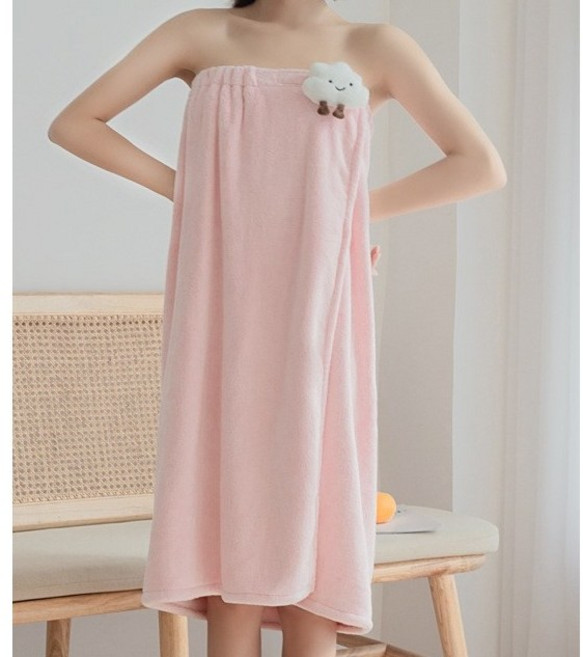 심쿵하니 벨크로 샤워 랩 타월 바스 골프 샤워가운, 1개, 구름핑크