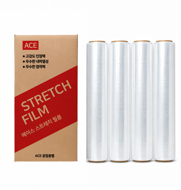 에이스 공업용랩 스트레치 필름 15mic x 500mm x 350m, 4개, 투명