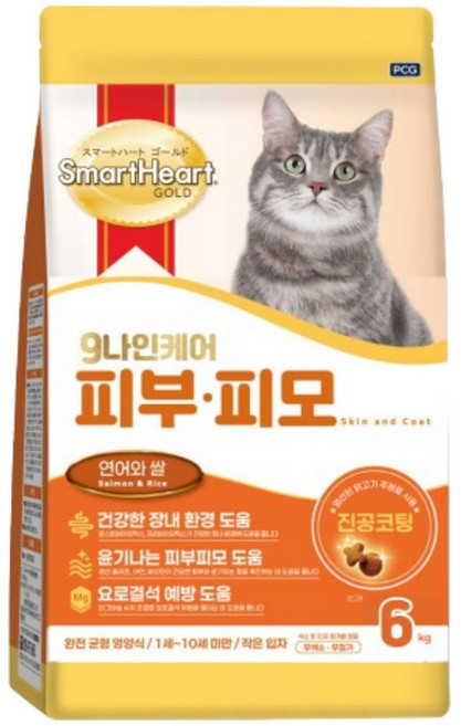 나인케어 피부피모 고양이 건식사료 6kg+마이캣츄 2P, 6kg, 1