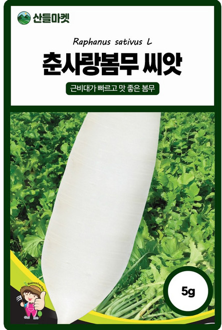세계종묘 춘사랑 봄무 씨앗 5g 맛좋은 봄무씨 종자, 1개