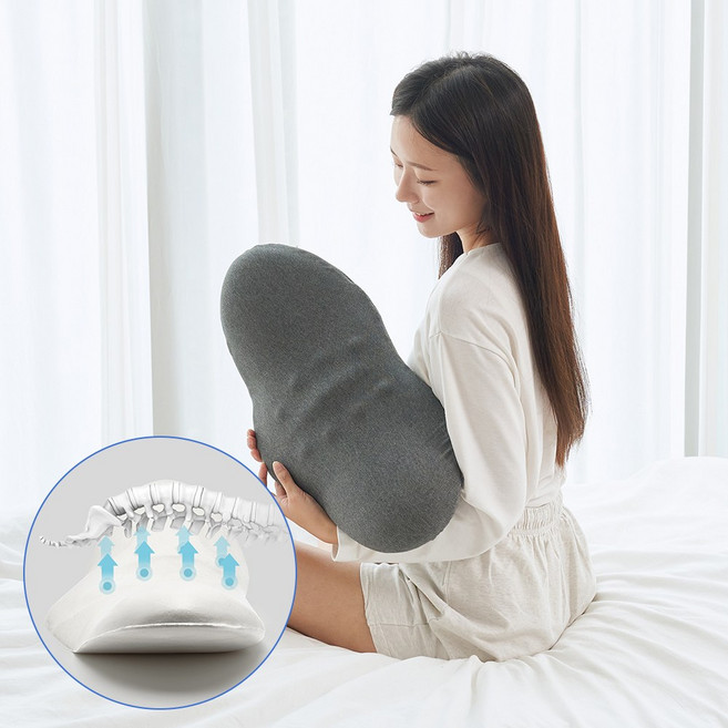 [본사 정품] 슬룸 허리베개 디스크 기능성 8포인트 지압 공법 요추 인체공학 메모리폼 베개, DARK GRAY, 2개