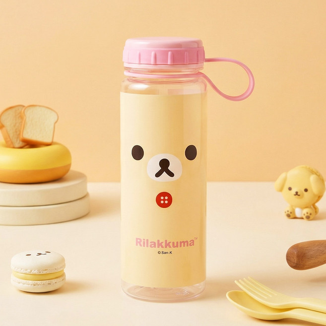 리락쿠마 핸들 물통 500ml(얼굴)-핑크, 단품, 단품
