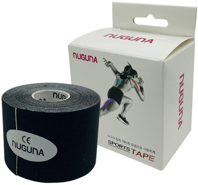 누구나 키네시올로지 스포츠 테이핑 근육 테이프 5cm x 5m, 블랙