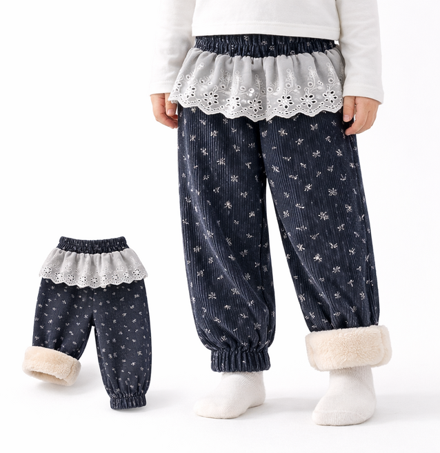 여아 남아 양기모 벌룬조거 포근한 퍼프팬츠 겨울바지 블라썸기모레이스팬츠