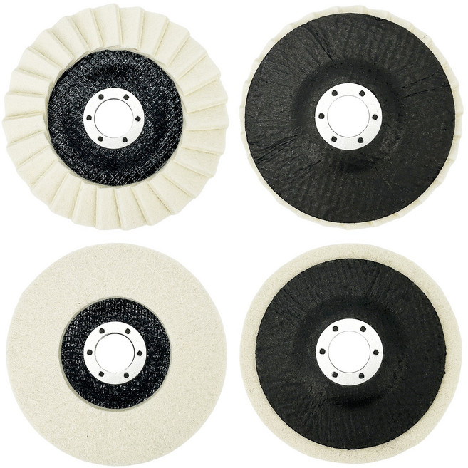 4개 울 폴리싱 디스크 125*22mm 울 펠트 폴리싱 패드 맨드릴이 달린 버핑 휠 브러시 세트 원뿔형 휠 폴리싱 콘 앵글 그라인더 용 펠트 광택 폴리싱 디스크 (2 가지)