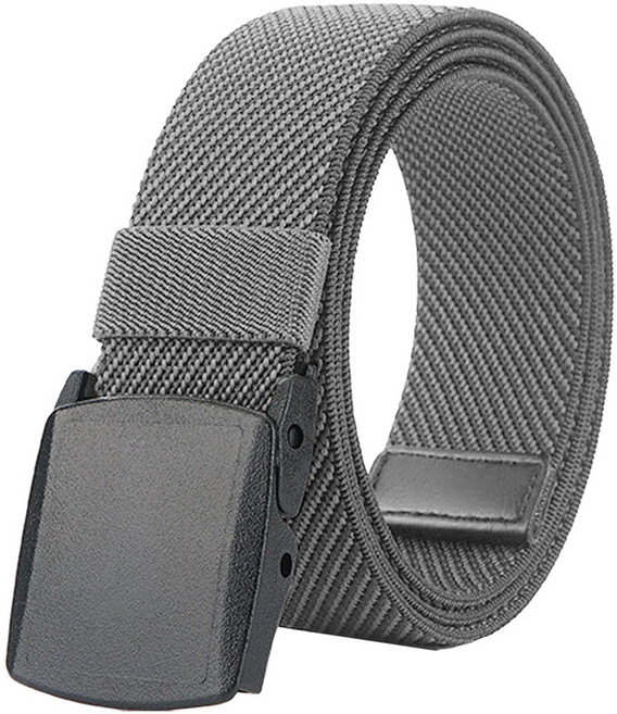 LionVII 남성용 신축성 벨트 - 무금속 플라스틱 버클 업무여행용 웨빙 벨트 75~115cm(28~46인치) 허리 사이즈 조절 가능