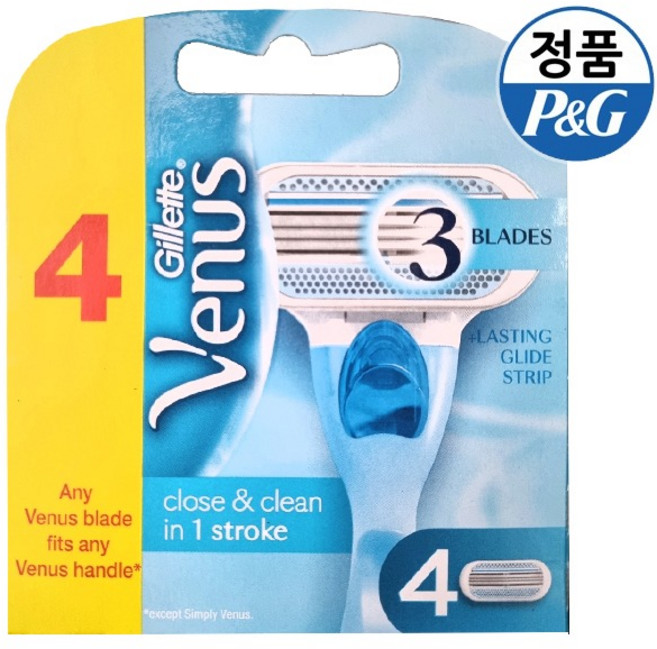 질레트 비너스 블루 여성용 면도날 (4입), 4개입, 1개