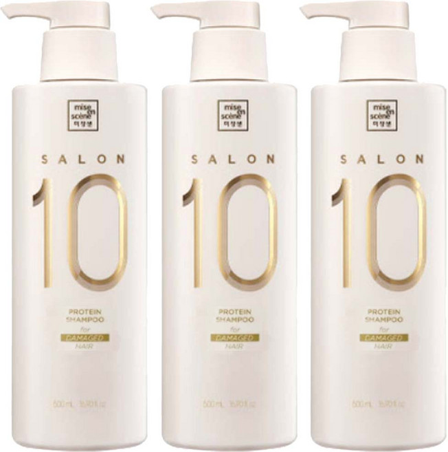 미쟝센 살롱 10 단백질 샴푸 손상 모발용, 500ml, 3개