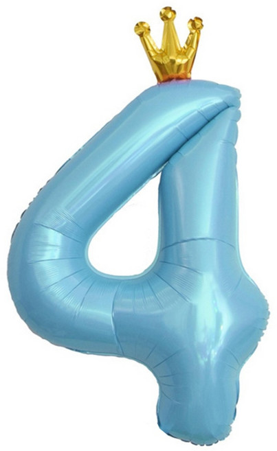 이벤트홀릭 초대형 왕관 숫자은박풍선, 블루 4
