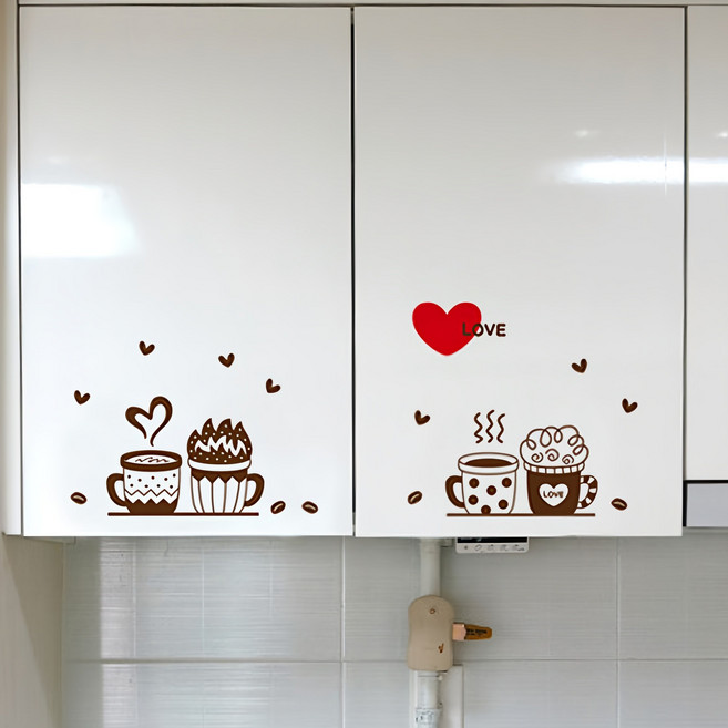 환타스틱스 그래픽 아트S 인테리어 스티커 2장 GDT-9, 레드커피, 23.5 x 31 cm