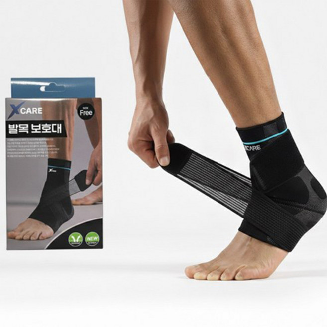 엑스케어 발목 테이핑 보호대 압박 관절 서포터, 블랙, 1개