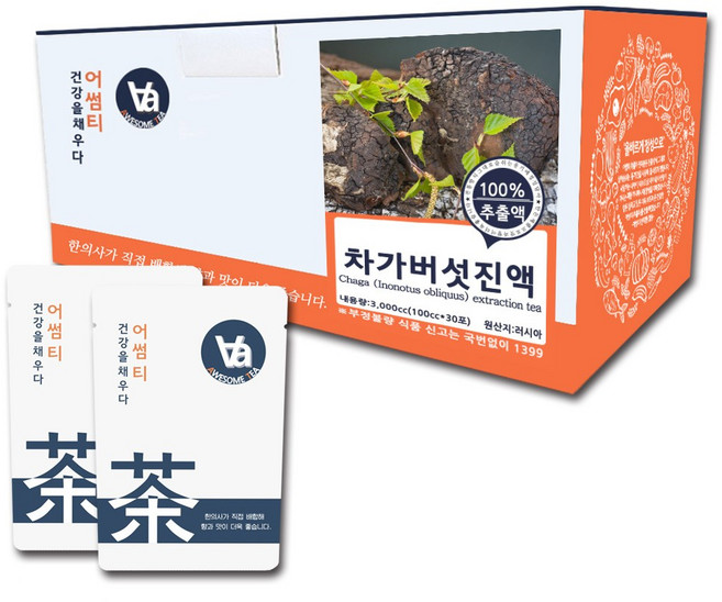 중저온추출 16시간 러시아 차가버섯 즙 진액, 100ml, 30개