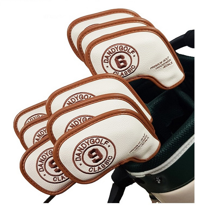 댄디골프 아이언커버 골프클럽커버 골프클럽헤드커버, 베이지_클래식, 1세트