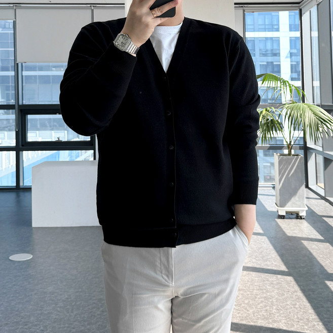 룩플레인 모달 원단 안티필링 세련된 브이넥 니트 가디건 10color