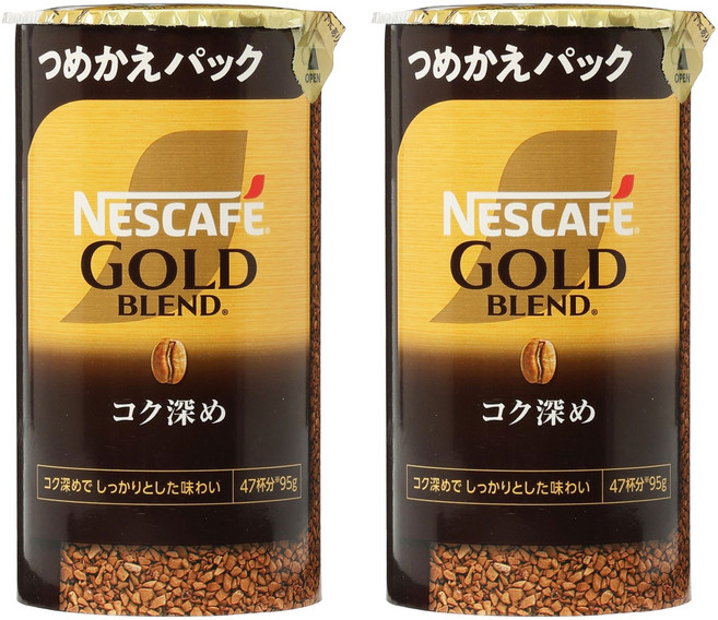 네스카페 골드 블렌드 깊은 풍미 레귤러 솔루블 커피 리필용, 2개, 95g, 1개입