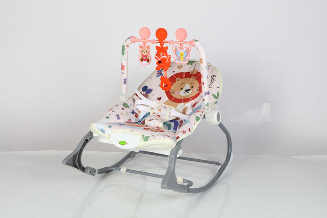 DIU 嬰兒電動搖搖椅新生兒安撫躺椅0-1寶寶哄睡搖籃音樂躺椅熱銷, 1件, 米白色+音樂+震動:如圖