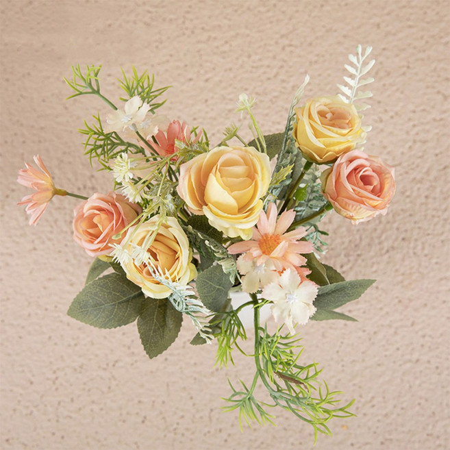 LIFE MASTER 玫瑰雛菊花束 仿真花, 1個, 香檳色