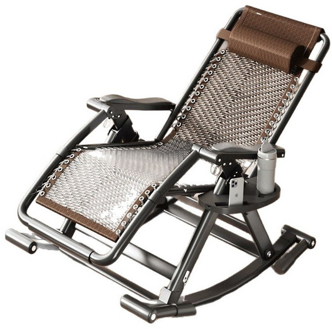 藤編織折疊搖椅，多角度調節，人體工學結構，適合長者使用, 棕色藤編織折疊搖椅, 1件