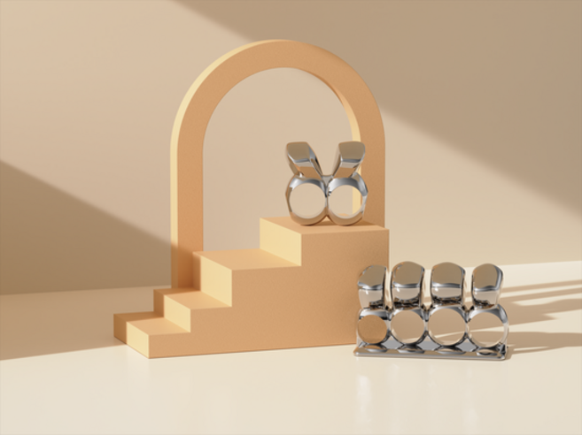 [너클랙스] 티타늄 바디 너클랙스 1쌍 & 페이스 1개, 골드